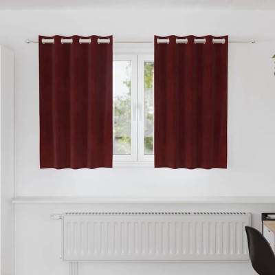 vidaXL Draperii opace cu ocheți, 2 buc., bordo, catifea foto