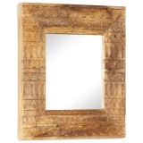Cumpara ieftin Oglindă sculptată manual, 50x50x2,5 cm, lemn masiv de mango