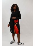 Cumpara ieftin ROCHIE OVERSIZE DIN BUMBAC ASIMETRICA CU MANECA LUNGA SI TUL RED LADY TALIE UNICA Multicolora