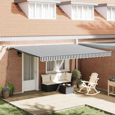Copertină retractabilă automat cu LED, antracit/alb, 450x300 cm foto