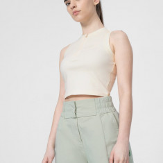 Crop-top din bumbac organic cu fermoar pentru femei