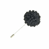 Pin rever sacou, Onore, gri, microfibra si aliaj metalic, 8.5 x 3.5 cm, model floare petale ascutite
