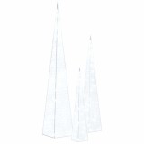 Cumpara ieftin Set conuri decorative cu LED-uri, alb rece, 30/45/60 cm, acril