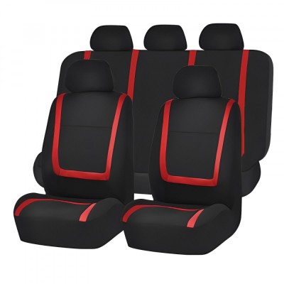 Set huse scaun auto ieftine, Universale 9 piese, model RED LINE - ROSU foto