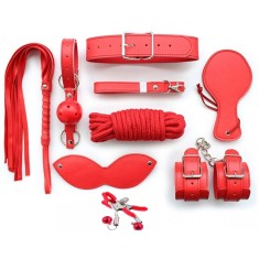 Set BDSM 8 Piese Dungeon KIT, Rosu, Guilty Toys