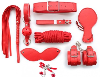 Set BDSM 8 Piese Dungeon KIT, Rosu, Guilty Toys foto