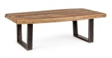 Cumpara ieftin Masuta de cafea cu blat din lemn maro si picioare fier negru patina argintie Elmer 120 cm x 70 cm x 42 h