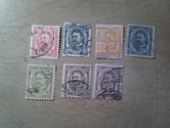 Serie mica Luxemburg -1906 , Rege Wilhelm IV , 7 valori stampilate
