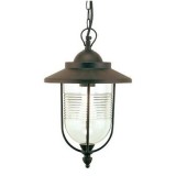 Felinar suspendat cu lanț de exterior SOVIL PORTO din aluminiu și termoplastic, E27, IP43, model 102/11, maro