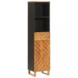 Cumpara ieftin Dulap de baie, maro si negru, 38x33,5x160 cm, lemn masiv mango