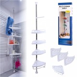 Cumpara ieftin Organizator baie, raft de baie de tip &quot;coltar&quot; cu brat telescopic, cu 4 etajere si suport pentru prosop, AVEX