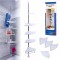 Organizator baie, raft de baie de tip &ldquo;coltar&rdquo; cu brat telescopic, cu 4 etajere si suport pentru prosop