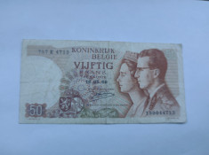 Bancnota 50 Frank 1966 Belgia foto