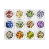 Kit nail art - 12 buc - cercuri &icirc;n culori metalizate, INGINAILS