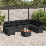 Cumpara ieftin Set de canapele pentru grădină cu pernă 9 pcs Negru