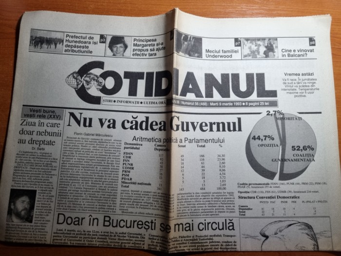 ziarul cotidianul 9 martie 1993-principesa margareta ajuta romania