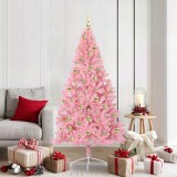 vidaXL Pom de Crăciun artificial pre-iluminat Roz 180 cm PVC 3397080
