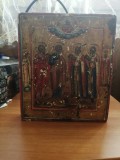 Icoana rara 1800 foita de aur, tempera, cei 4 sfinti africani