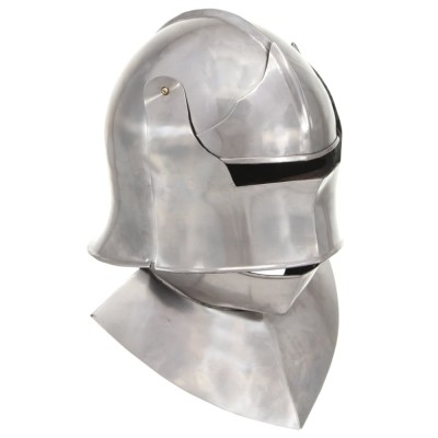 Coif cavaler medieval antic, jocuri de rol, argintiu, oțel foto