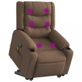 VidaXL Fotoliu de masaj rabatabil cu ridicare, maro, textil