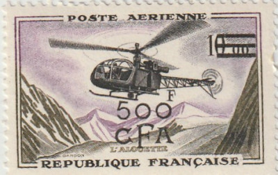 Reunion 1959 - Transporturi,Aviatie,Helicopter,supratipar CFA.,dant., MNH,Mi.410 foto