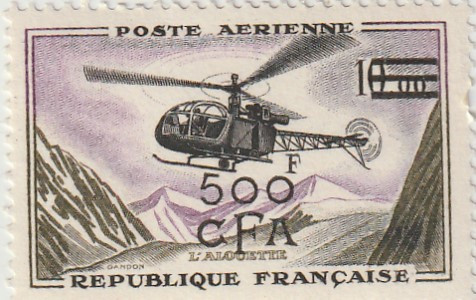 Reunion 1959 - Transporturi,Aviatie,Helicopter,supratipar CFA.,dant., MNH,Mi.410