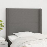 VidaXL Tăblie de pat cu aripioare gri &icirc;nchis 103x16x118/128 cm textil