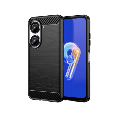 Husa Compatibila cu Asus Zenfone 9 Techsuit Carbon Silicone Negru foto