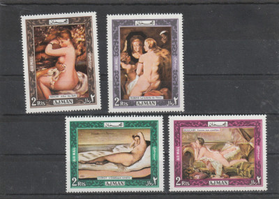 Ajman 1969-Arta,Pictura,Repr. de Arta,Nud,serie 4 valori dant.,MNH,Mi.435A-438A foto