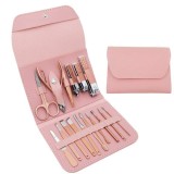 Cumpara ieftin Trusa manichiura si pedichiura, JustZEN&trade; Profesional, cutie transport si depozitare, 16 piese, roz