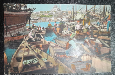 Carte postala, Sur la Corne dOr, Constantinopol, color foto