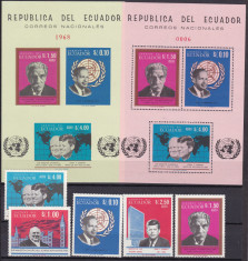 Ecuador 1966 personalitati MI 1251-55 + bl. 24,25 MNH foto