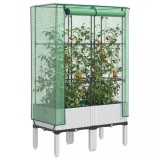 vidaXL Strat &icirc;nălțat cu husă de seră, aspect ratan, 80x40x140 cm 4015847