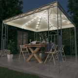 Pavilion cu sir de lumini LED, crem, 300x300 cm