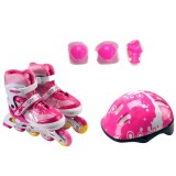 Set Role reglabile, Casca de protectie si Geanta, Action One, Pinky, S, 31-34