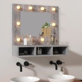 Gossi dulap cu oglinda si led, gri sonoma, 60x31,5x62 cm