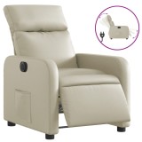 Cumpara ieftin Fotoliu rabatabil electric, crem, piele ecologica