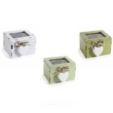 Cumpara ieftin Set 3 cutii pliculete ceai sticla lemn multicolor vintage 10 x 9,5 x 7 H