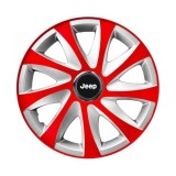 Set 4 capace roti 14 inchi R14 Drift Rosu-Gri, Compatibil cu Jeep