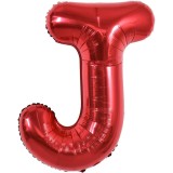 Balon folie metalizata litera j, flippy, 40 cm, umflati cu heliu sau aer, ambalaj individual, pai inclus, rosu