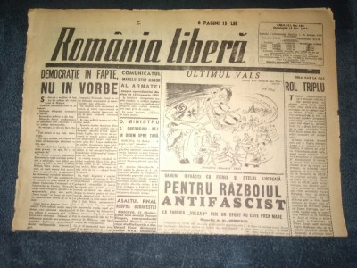 ZIAR ROMANIA LIBERA 14 IANUARIE 1945 foto