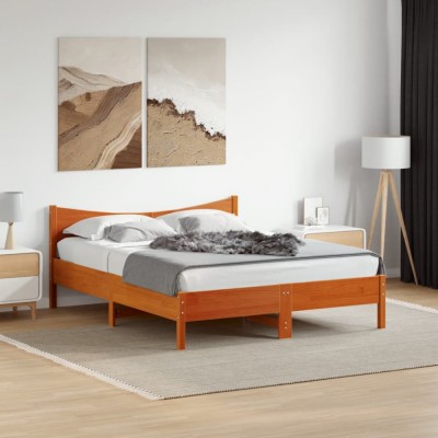 vidaXL Cadru de pat fără saltea, maro ceruit 150x200 cm lemn masiv pin 3216368 foto