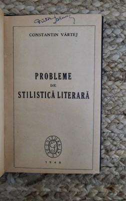 PROBLEME DE STATISTICA LITERARA - CONSTANTIN VARTET, 1948 foto