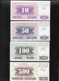 Set Bosnia &amp; Herzegovina 10 + 50 + 100 + 500 dinari dinara 1992, Europa