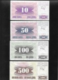 Set Bosnia &amp; Herzegovina 10 50 100 500 Dinari 1992 - Bancnote Colectie