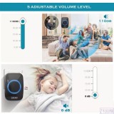 Sonerie wireless, ZYuuan, Plug and Play, Cu buton impermeabil, 1 x Receptor, 5 Niveluri de volum, Negru
