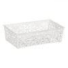 Coș Depozitare Plastic, Model Flori, Alb, Capacitate 1.1L, Oem