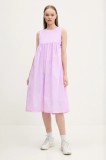 Adidas rochie City Escape culoarea violet, midi, evazată, JC5822
