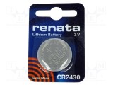 Baterie litiu CR2430 3V 285mAh nere&icirc;ncărcabilă 1buc RENATA