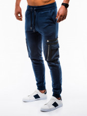 Pantaloni barbati de trening albastru slim fit sport street model nou P732 foto